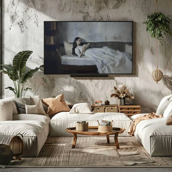 Original Dark Literary Art Print + Digital Copy,  Dreamy  Woman Reading - Picture 10 of 11